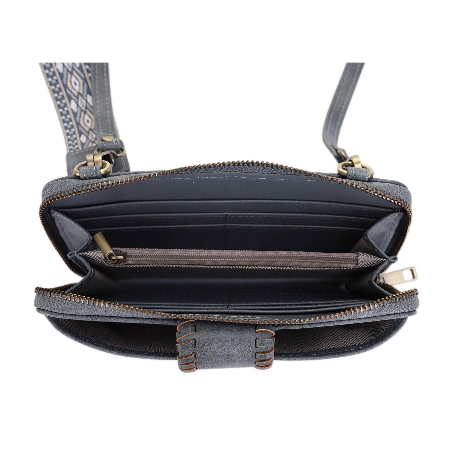 SV32087WW Jolie Crossbody Wallet With Boho Wrist Strap: Black