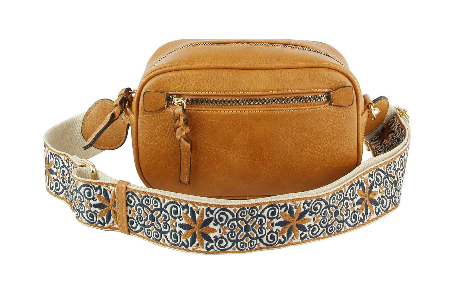 Boho Guitar Strap Women's Crossbody Bag: Brown