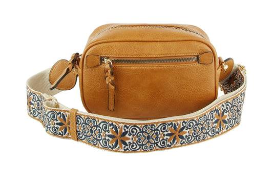 Boho Guitar Strap Women's Crossbody Bag: Brown