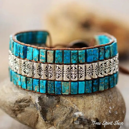 Tibetan Blue Jasper Wrap Bracelet