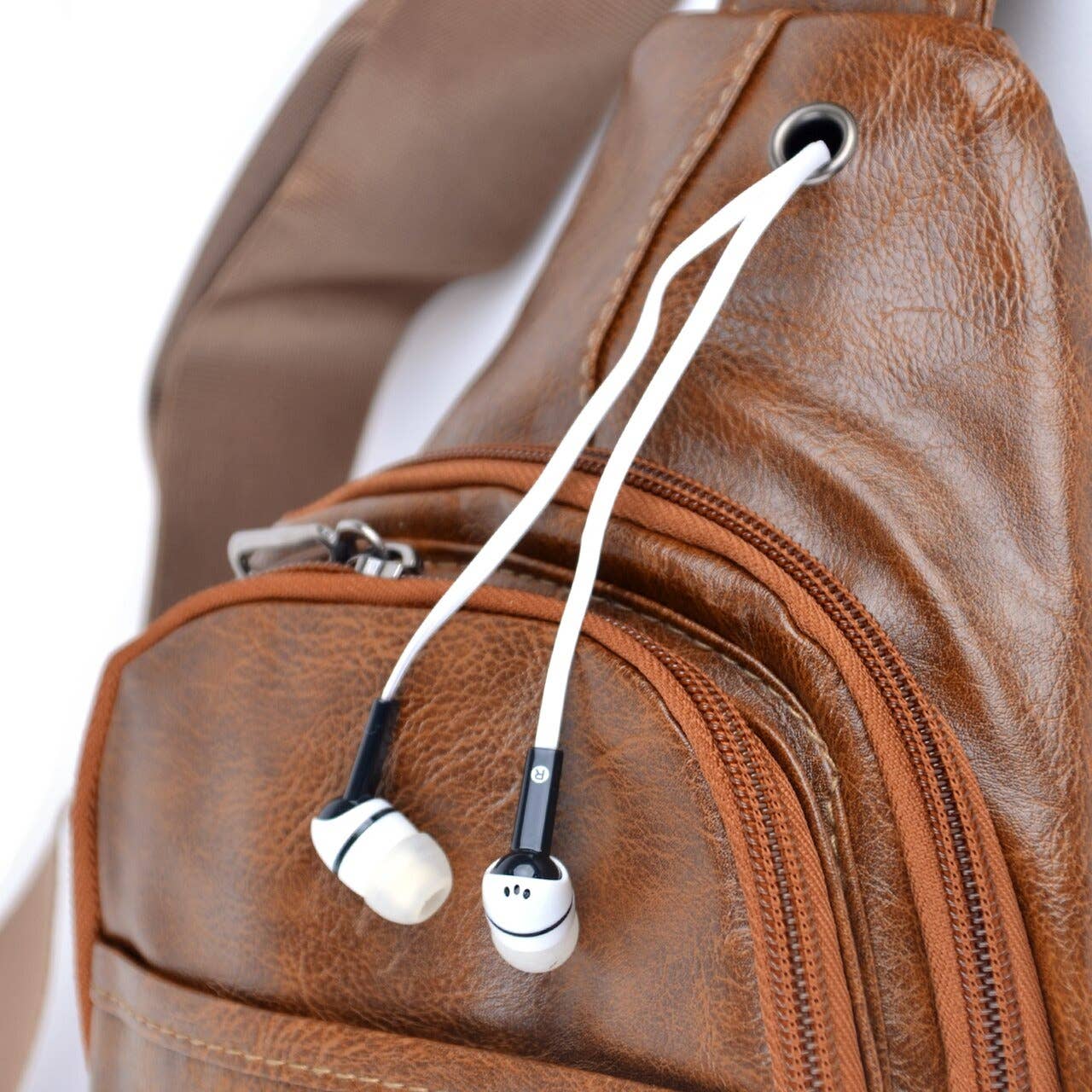 Brown PU Leather Crossbody Sling Bag