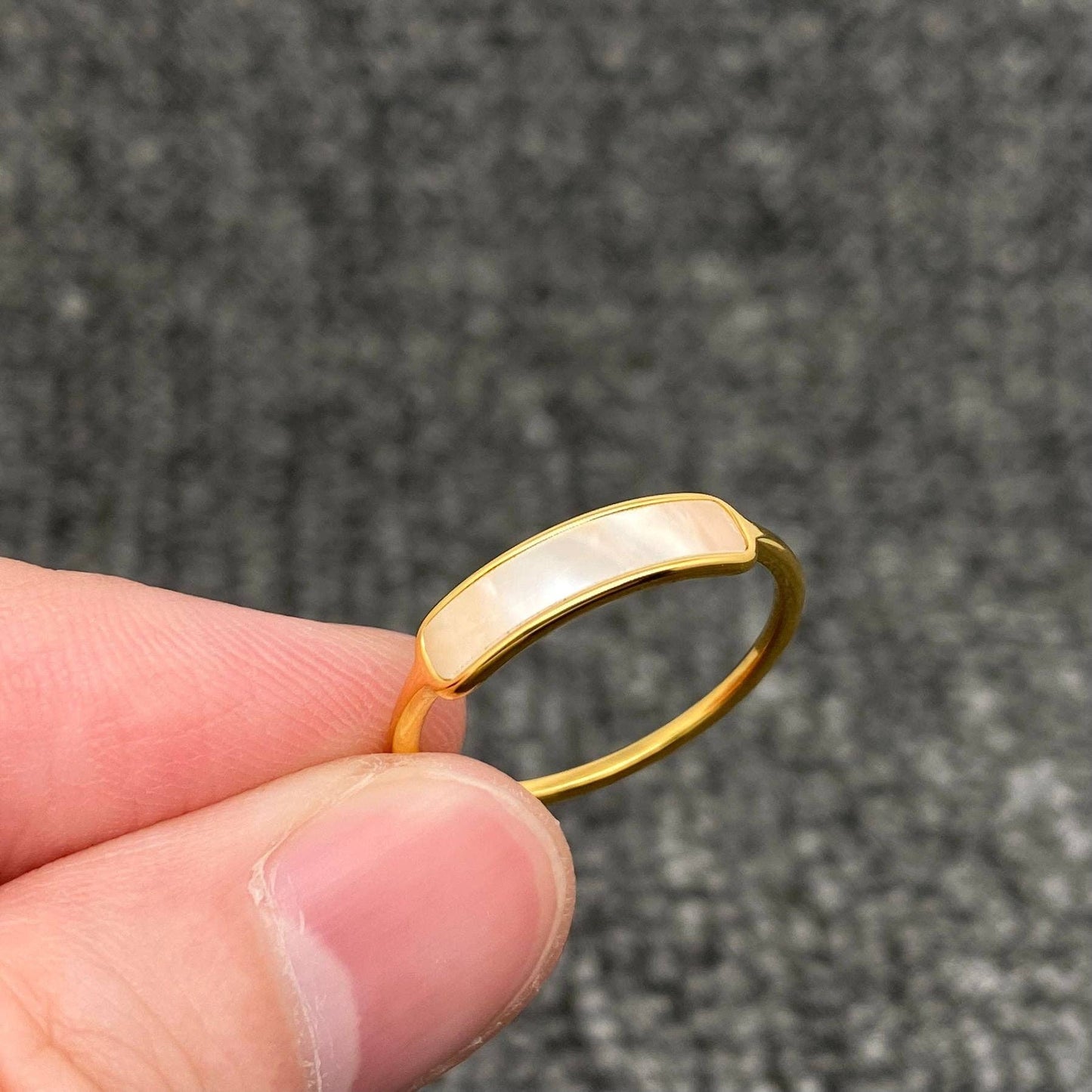Curved Shell 18K Gold Plated Stainless Steel Fine Ring - FGS: 7