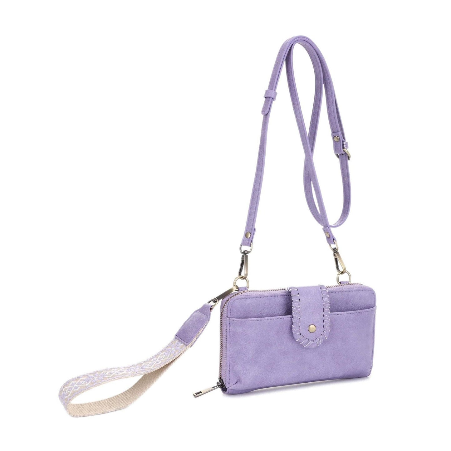 SV32087WW Jolie Crossbody Wallet With Boho Wrist Strap: Gray