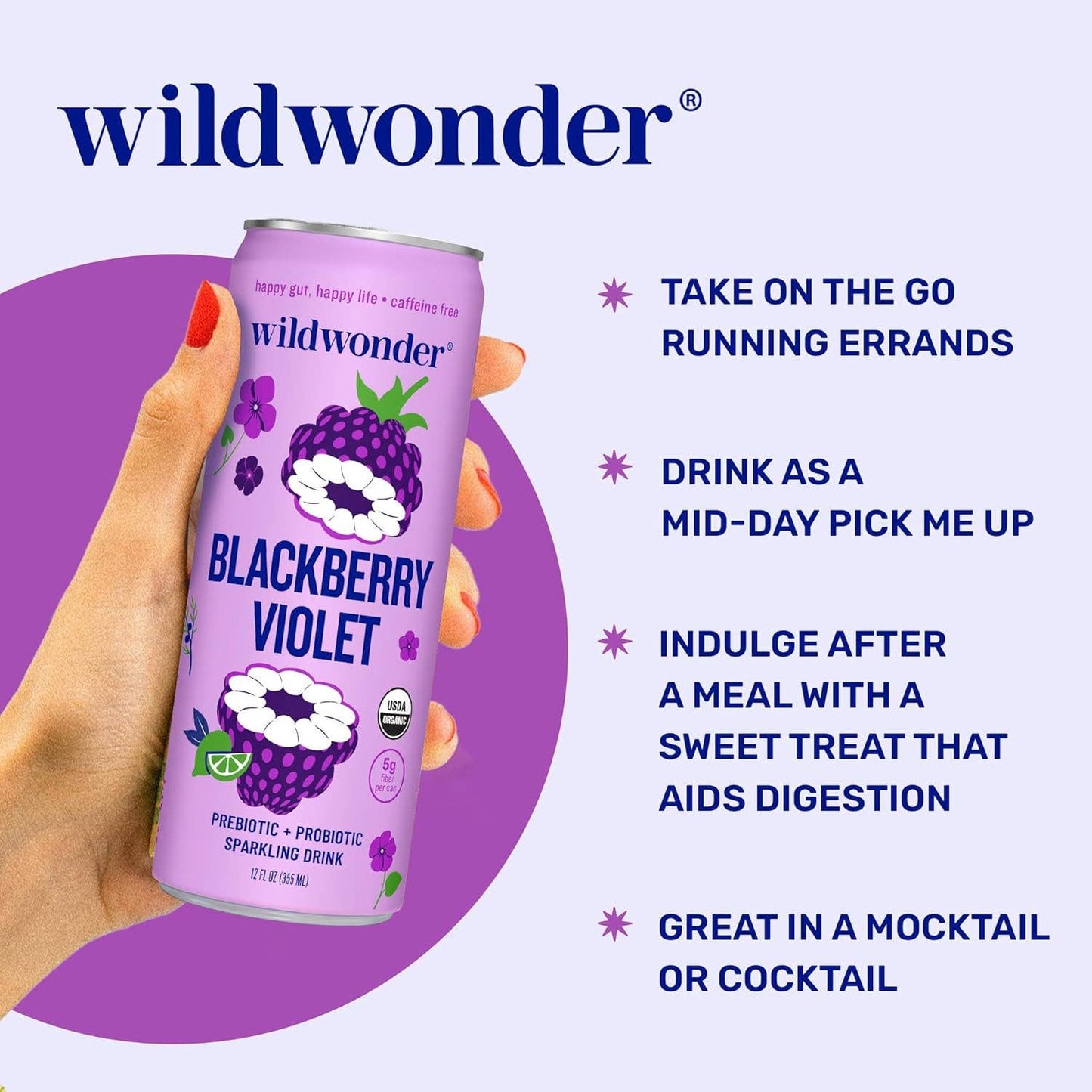 Blackberry Violet Sparkling Prebiotic + Probiotic Drink