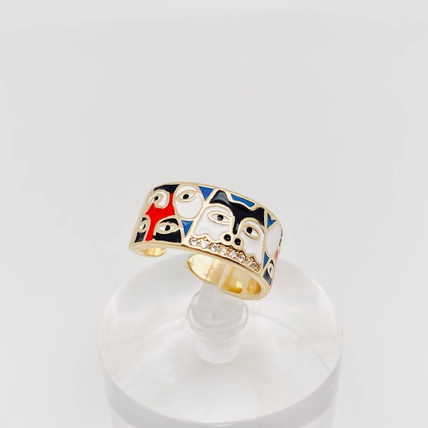 Multi-style Enamel Gold-plated Ring |Flowers|Butterfly|Eyes: D