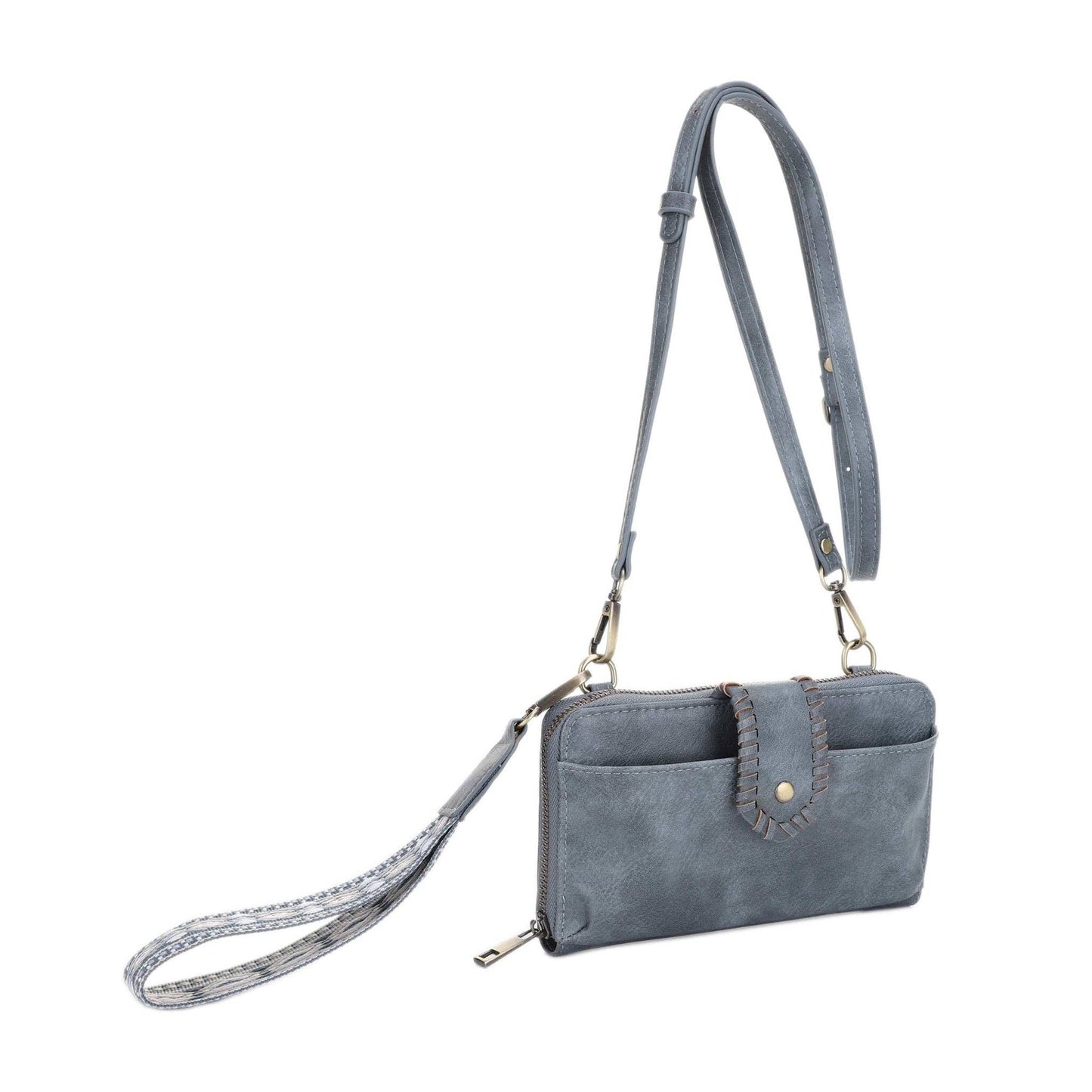 SV32087WW Jolie Crossbody Wallet With Boho Wrist Strap: Black