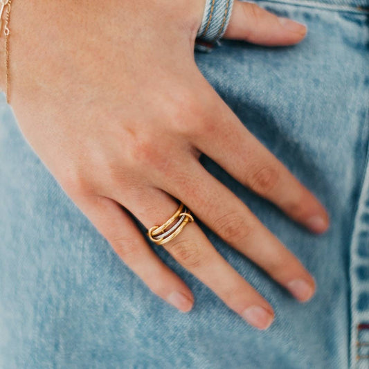 Layered In Diamonds Ring - WATERPROOF: Gold/Silver / Size 7