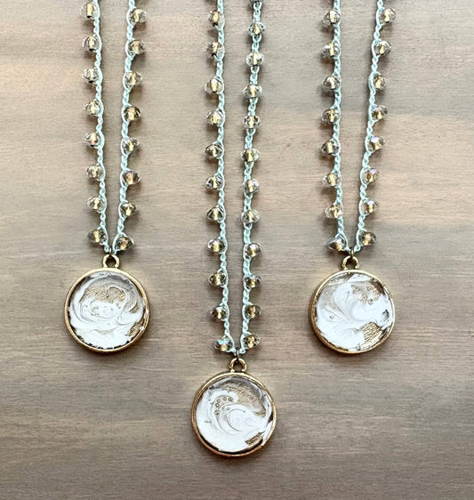 Wispy Golden Cloud Portal Necklace With Faceted Crystal Strand