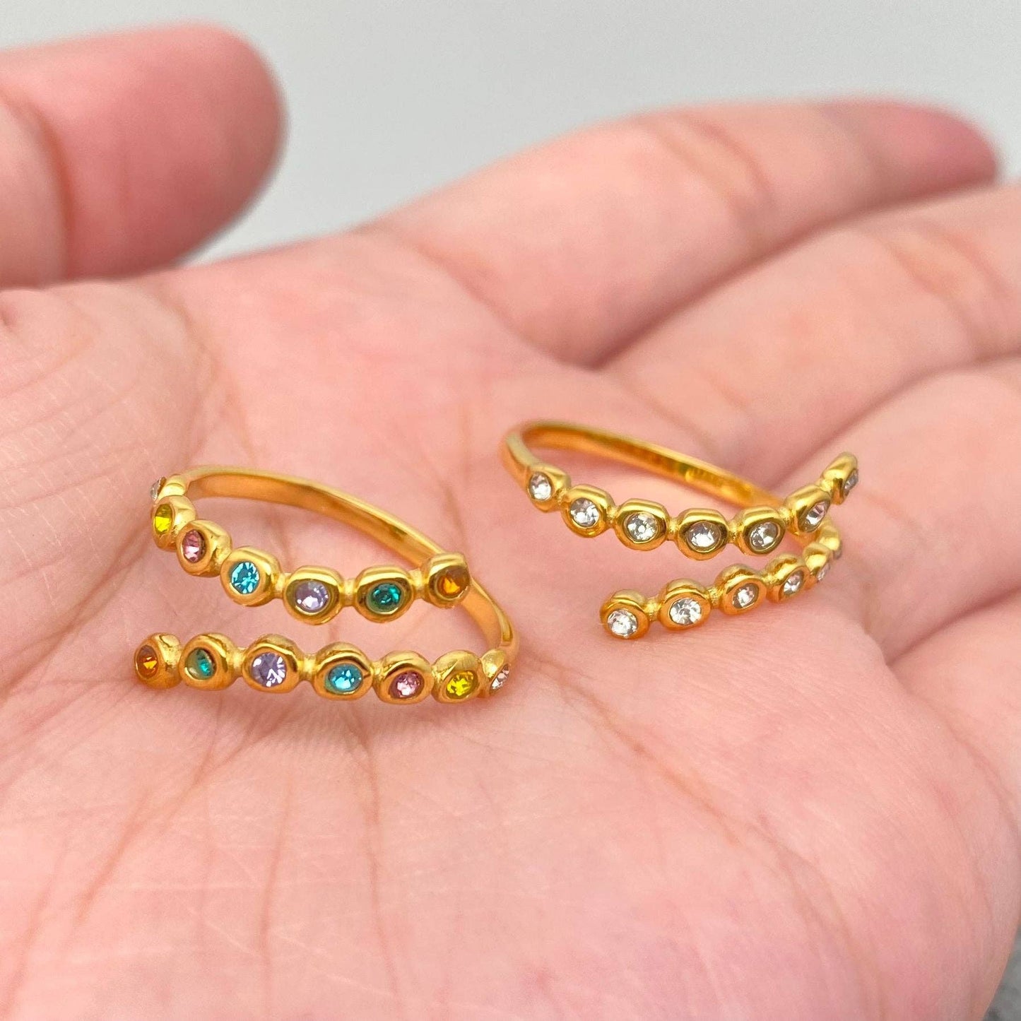 FGS - Cubic Zirconia 18K Gold Plated Octopus Tentacles Ring: Colored