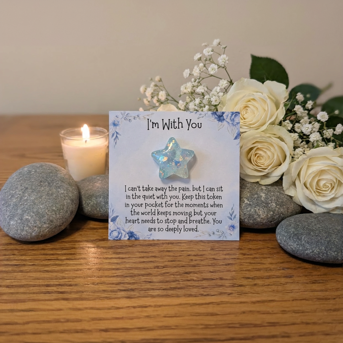 Sympathy Pocket Hug Memorial Emotional Support Token: Blue