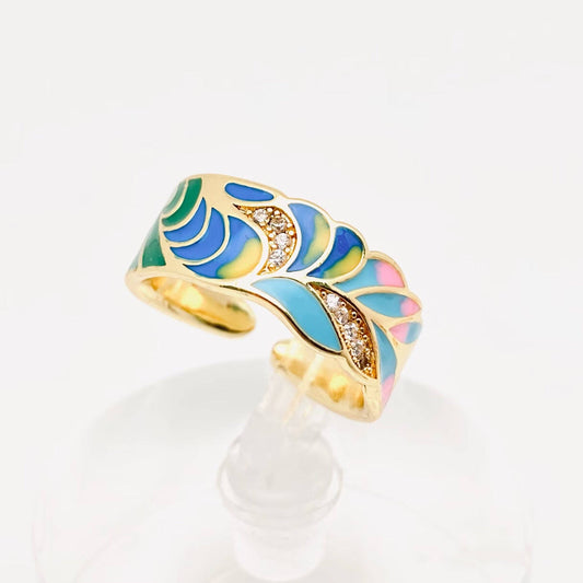 Multi-style Enamel Gold-plated Ring |Flowers|Butterfly|Eyes: D