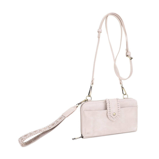 SV32087WW Jolie Crossbody Wallet With Boho Wrist Strap: Cream