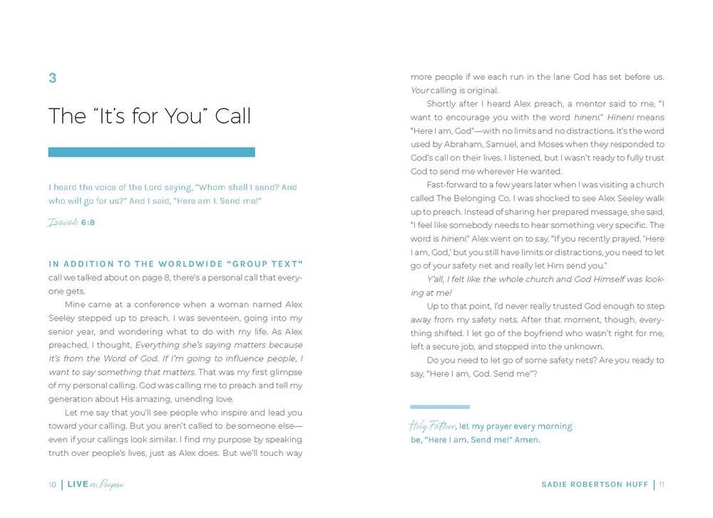 Live on Purpose : 100 Devotions for Letting Go of Fear and F