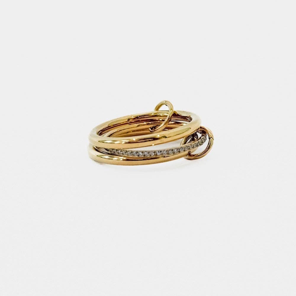 Layered In Diamonds Ring - WATERPROOF: Gold/Silver / Size 7