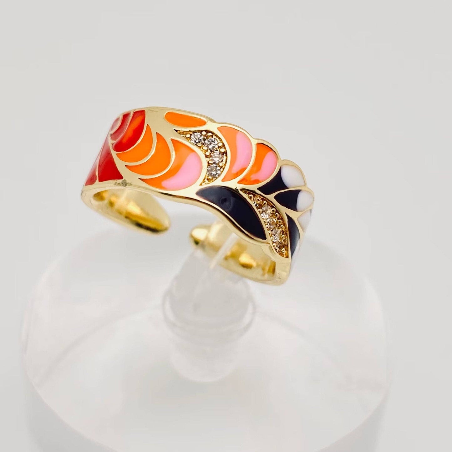 Multi-style Enamel Gold-plated Ring |Flowers|Butterfly|Eyes: D
