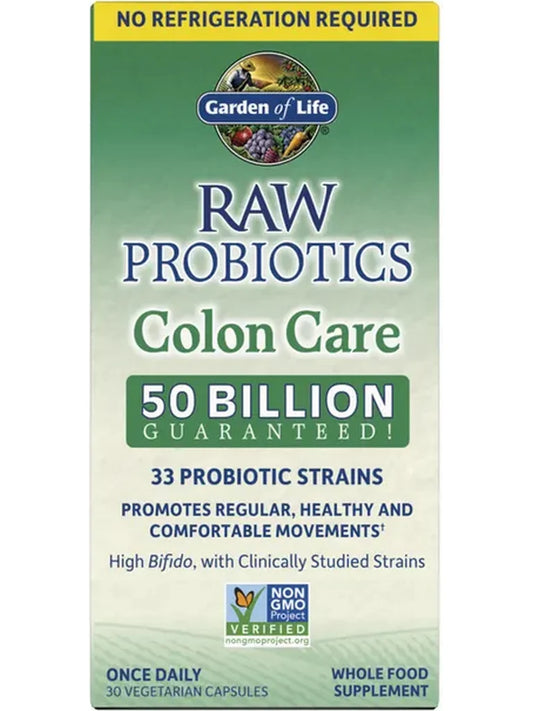 Raw Probiotic -Colon Care-30 veg caps Shelf Stable