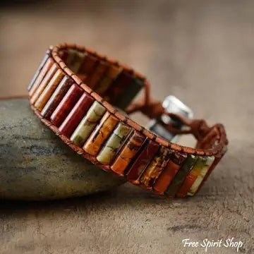 Natural Jasper Tube Wrap Bracelet