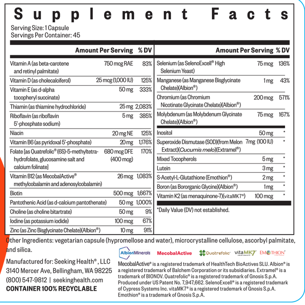 Multivitamin One- SEEKING HEALTH