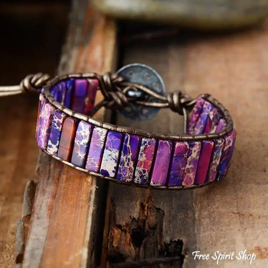Purple Jasper Tube Wrap Bracelet