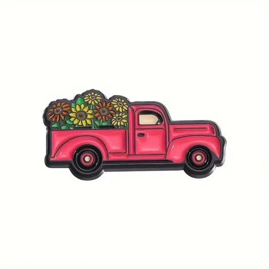 Red Truck w/flowers Pin